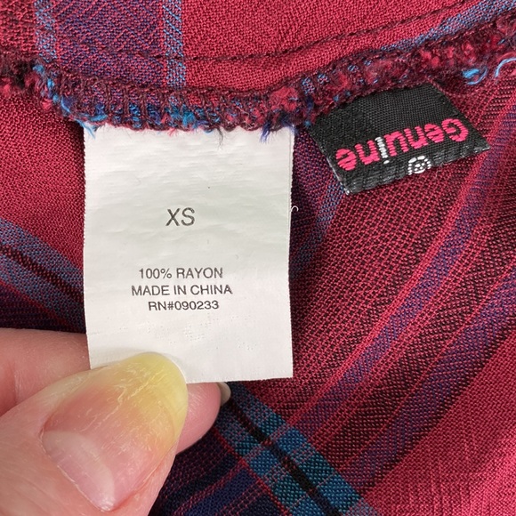 Volcom Red Plaid Short Sleeve Mini Skater Dress - Picture 13 of 14